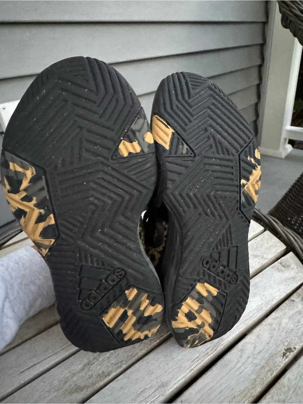 Youth Adidas Black & Gold Athletic Sneakers